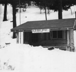 Mt. Lemmon post office surrounded by snow