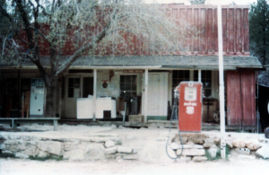 Crown King post office with gas pump outside