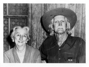 Gertrude H. Dugas, Dugas postmaster, with husband Fred